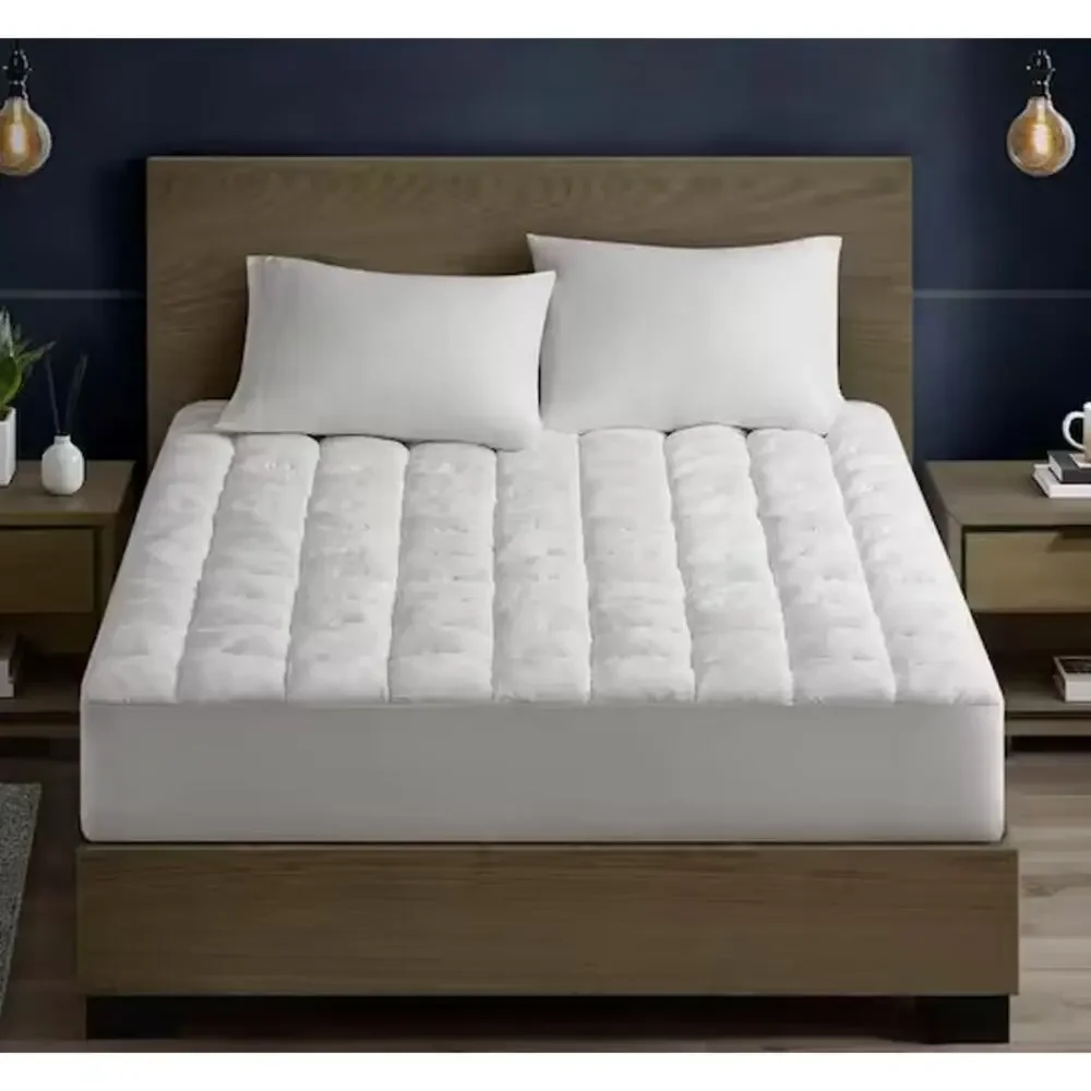 Dream Puff Queen White Overfilled Down Alternative Mattress Pad